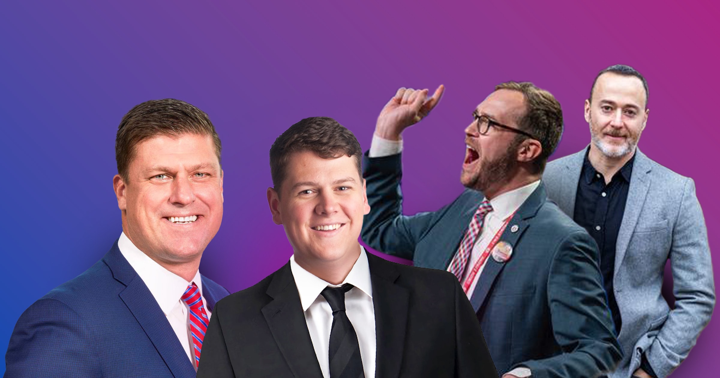 A graphic displays headshots of panelists Brad Silver (Advance), Nick Radziul (Heart Television), Jon Schluess (NewsGuild-CWA) and Wes Anderson (OnMessage Inc.)