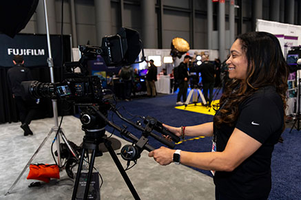 NAB Show New York attendee hands-on with camera
