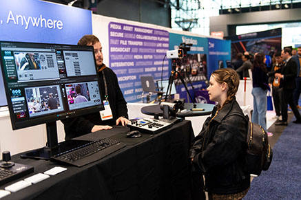 NAB Show New York attendee talking to expert