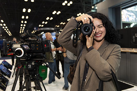NAB Show New York attendee hands-on with camera