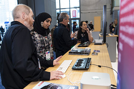 NAB Show New York attendee talking to product expert